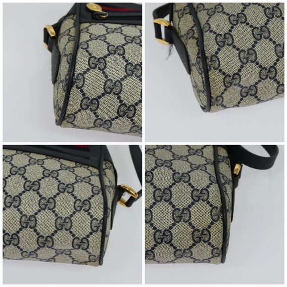 GUCCI GG Supreme Sherry Line Shoulder Bag PVC Navy Gold 119 02 087 Auth 137826 - Picture 14 of 16
